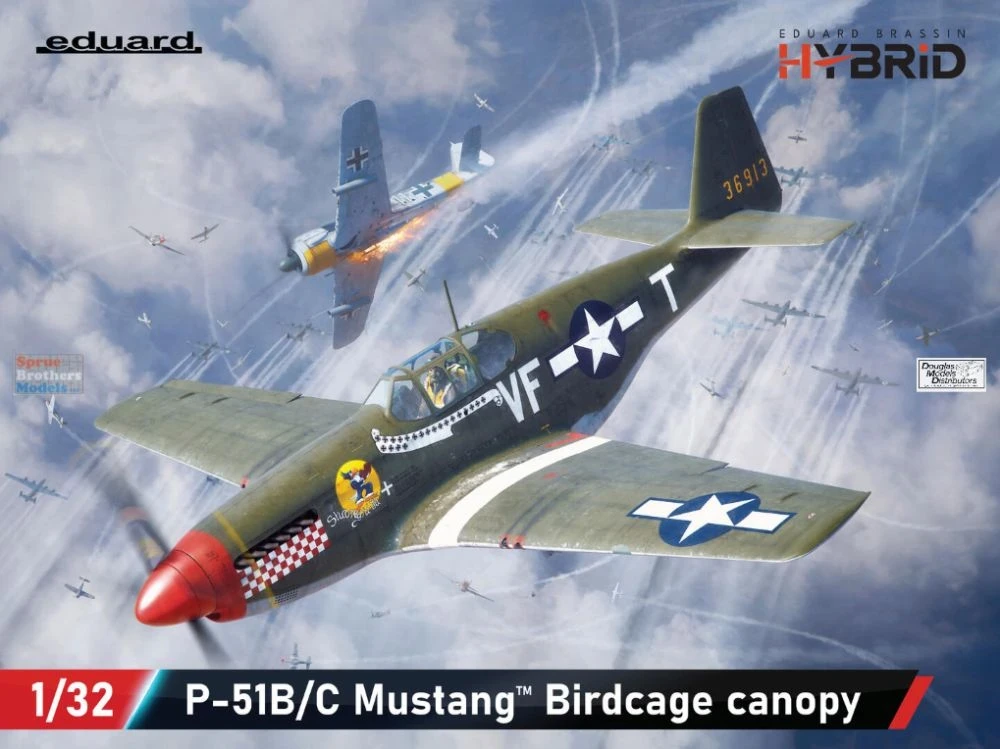 EDU932012 1:32 Eduard P-51B P-51C Mustang Birdcage Canopy [Hybrid Edition]
