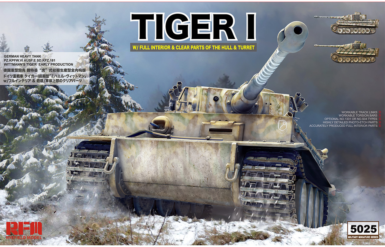 RFM0525 1/35 Tiger I Wittman's Tiger Early Production w/ Full Interior & Clear Hull & Turret Parts