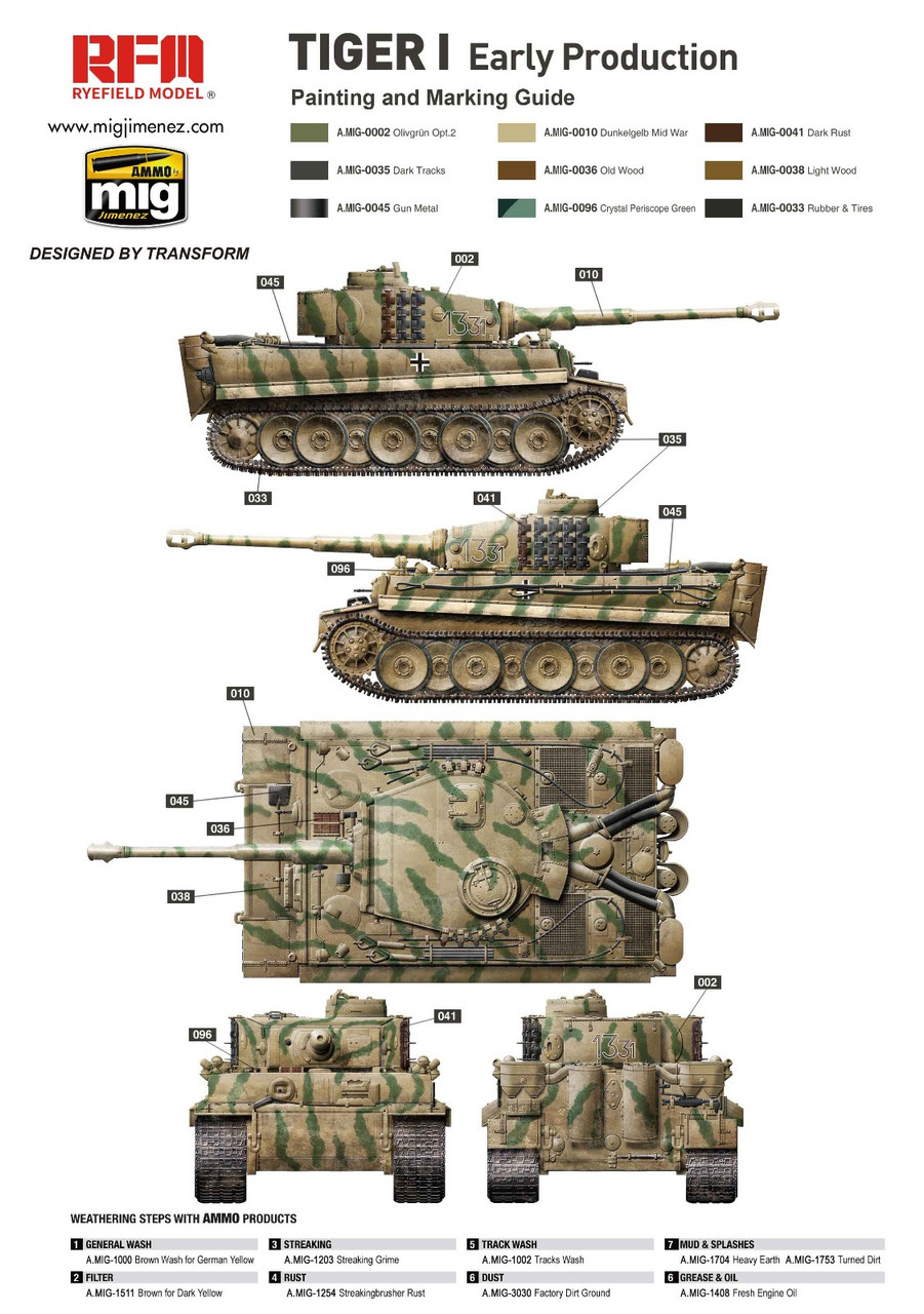 RFM0525 1/35 Tiger I Wittman's Tiger Early Production w/ Full Interior & Clear Hull & Turret Parts