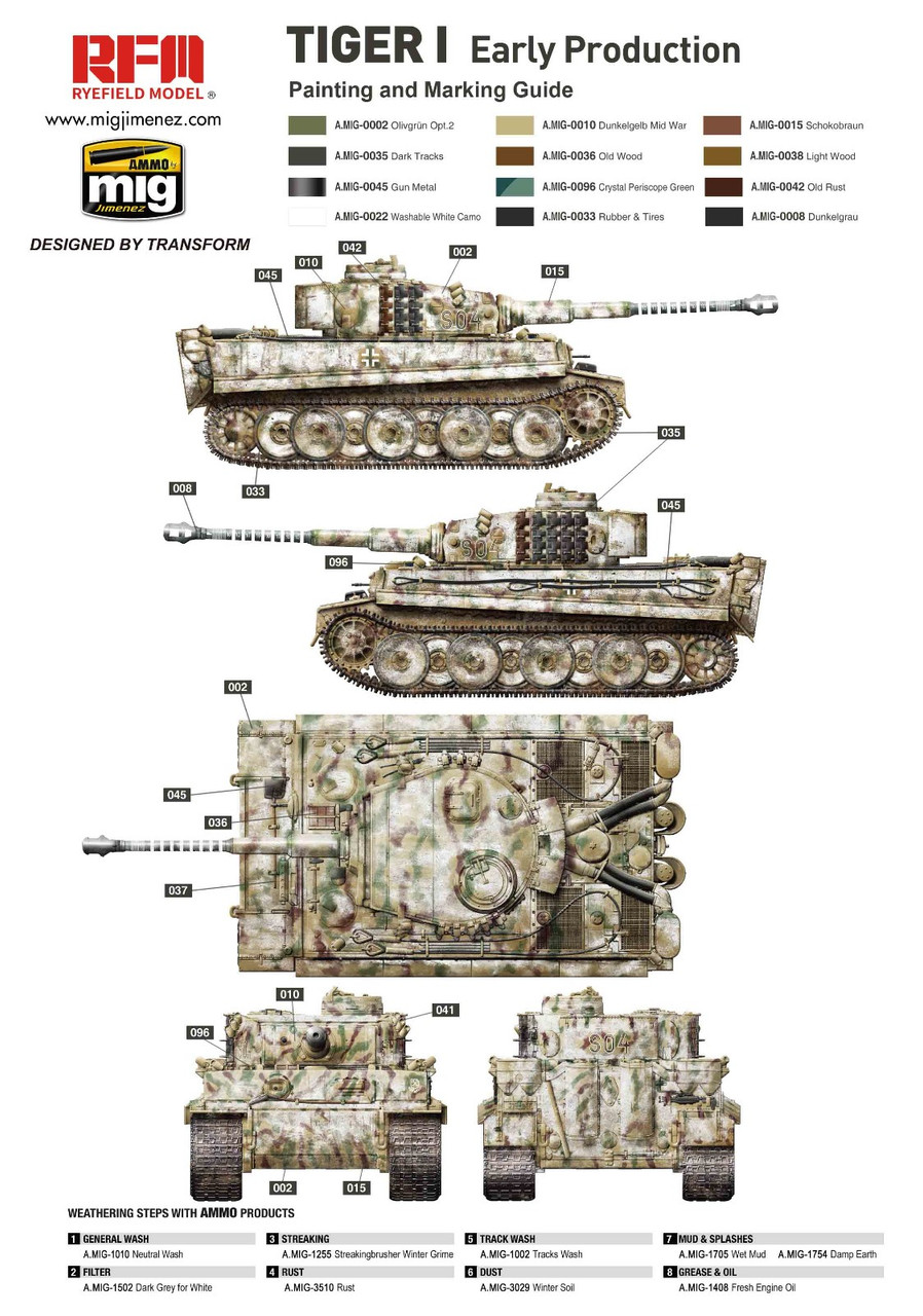 RFM0525 1/35 Tiger I Wittman's Tiger Early Production w/ Full Interior & Clear Hull & Turret Parts