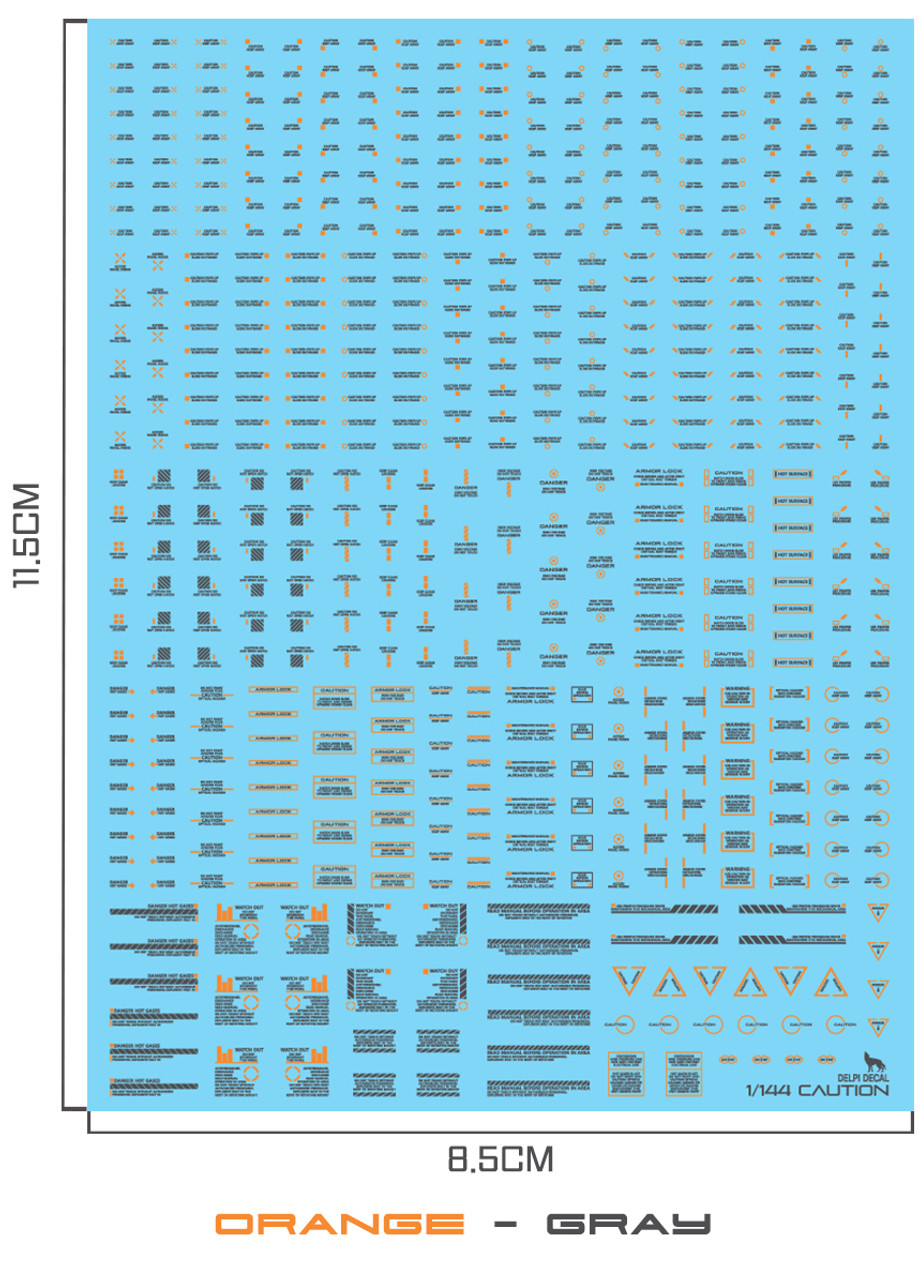 1/144 Caution Decals Grey / Orange - DD144G2