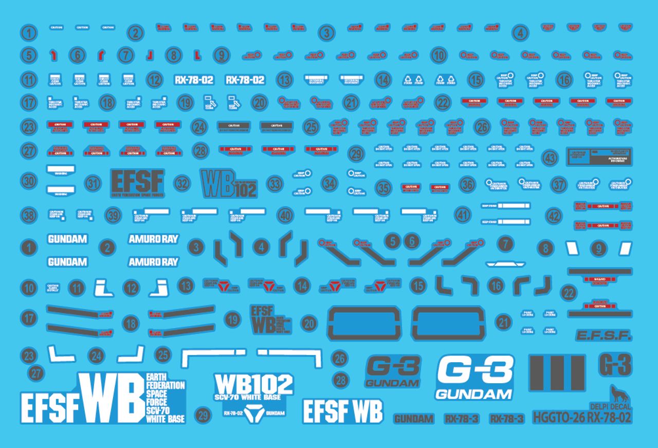 HG RX-78 Gundam The Origin Water Slide Decal - DDGT78