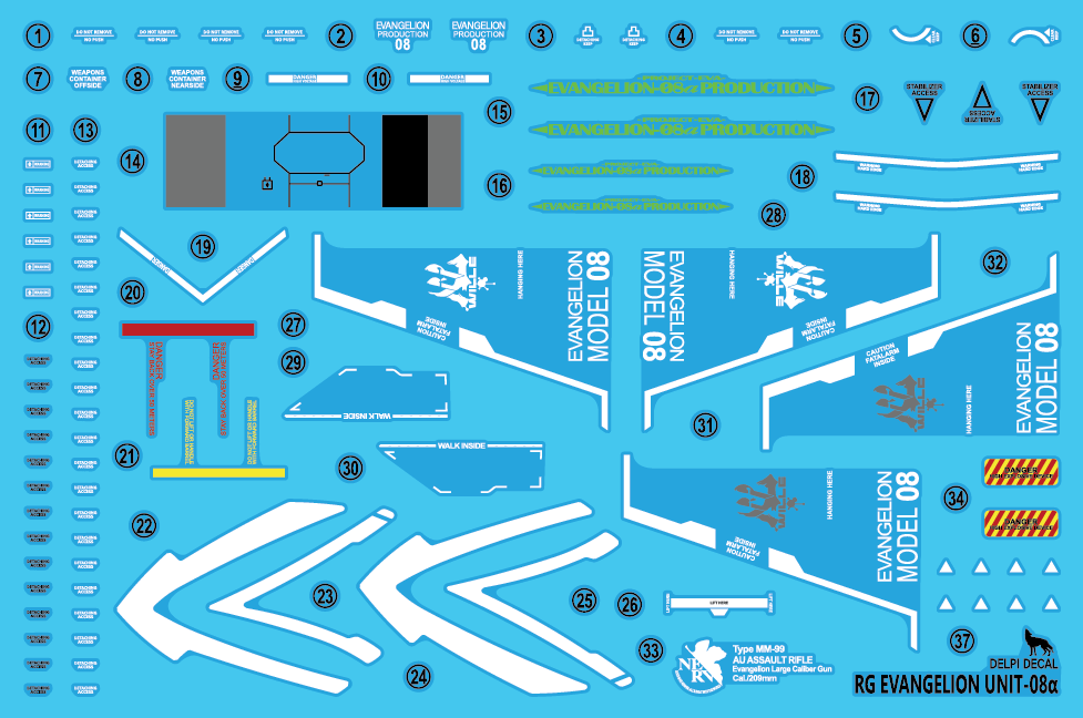 RG Eva 08 Water Slide Decals - DDRE08
