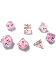 RPG Dice Set (7): White Cloud, Pink Ink RPG Dice Set (7): White Cloud, Pink Ink