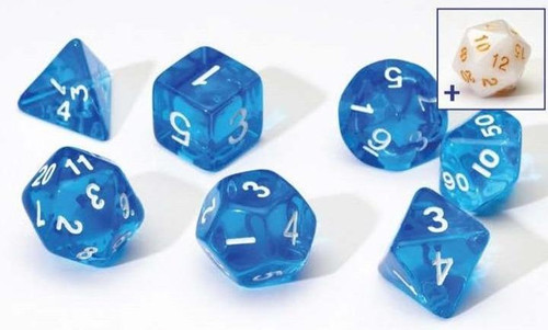 RPG Dice Set (7): Green, Blue Translucent