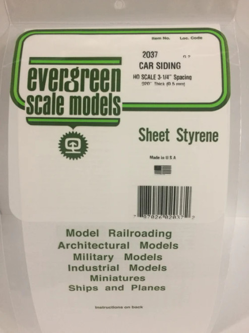 2037 - FREIGHT CAR SIDING .020" HO 2037 - FREIGHT CAR SIDING .020" HO