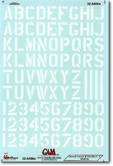 32A006 - 1/32 GENERAL PURPOSE AIRCRAFT STENCILS 32A006 - 1/32 GENERAL PURPOSE AIRCRAFT STENCILS