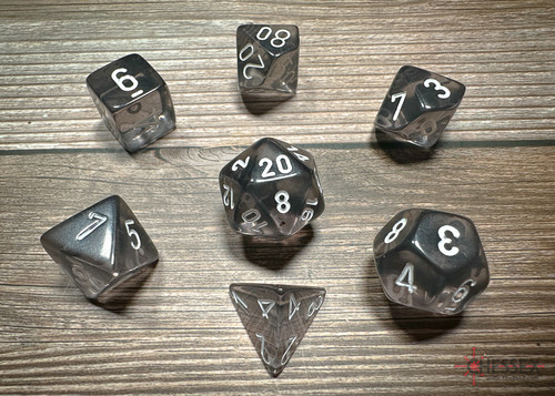23078 - Translucent Polyhedral Smoke/white 7-Die Set