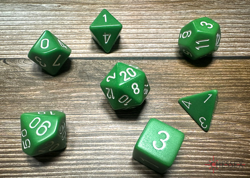 25405 - Opaque Polyhedral Green/white 7-Die Set