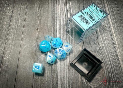 26465 - Gemini® Polyhedral Pearl Turquoise-White/blue Luminary™ 7-Die Set