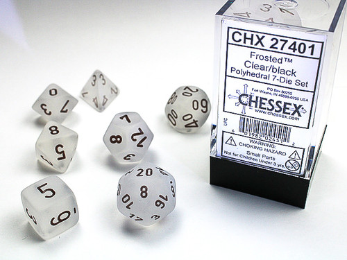 27401 - Frosted™ Polyhedral Clear/black 7-Die Set
