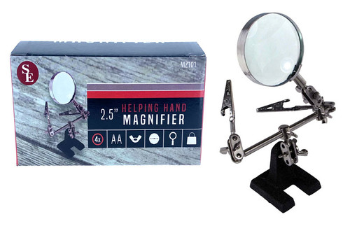 Glass Lens Helping Hand Magnifier - 4x Magnification / 2"