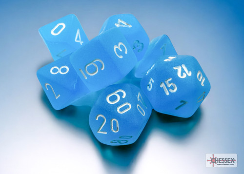 20416 - Frosted™ Mini-hedral™ Caribbean Blue™/white 7-Die Set