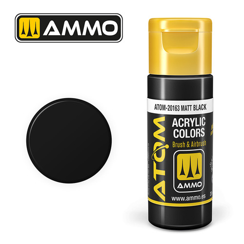 AMM20163 - ATOM Acrylic Paint: Matt Black FS37083 - RAL9005 - RLM22 - MS17 20ml AMM20163 - ATOM Acrylic Paint: Matt Black FS37083 - RAL9005 - RLM22 - MS17 20ml