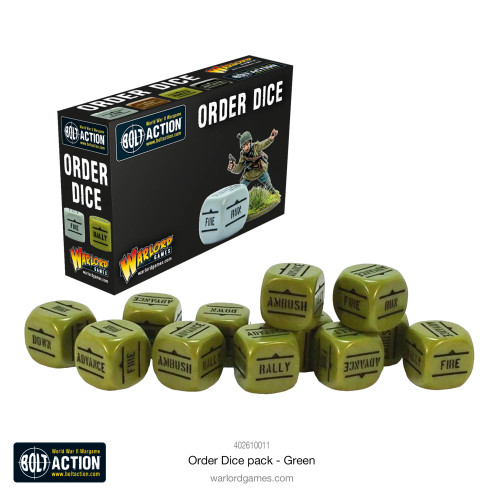 Bolt Action: Accessories - Orders Dice pack - Green Bolt Action: Accessories - Orders Dice pack - Green