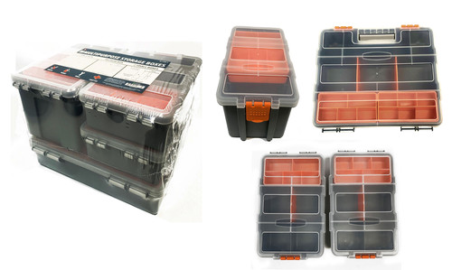 4-Piece Plastic Storage Box Set, 2Pcs (8.5"x6"x2.25"),1Pc (8.5"x6"x4.75"), 1Pc (8.5"x11.5"x2.25")