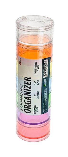 7-Compartment Stackable Organizer with One Lid (2"x3/4"), FDA Approved Plastic
