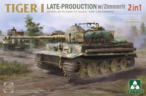 1/35 Tiger I Late-Production w/Zimmerit Sd.Kfz.181 Pz.Kpfw.VI Ausf.E (Late/Late Command) 2 in 1 - TAK2199