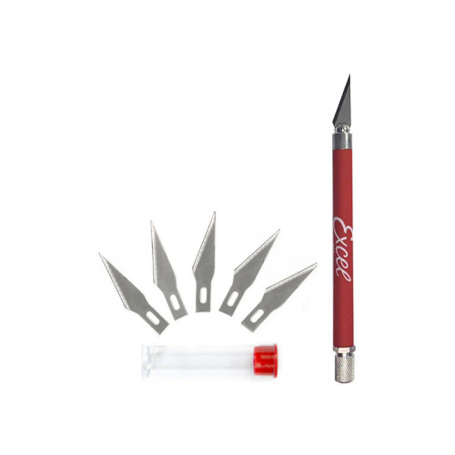 Excel K18 Grip-On Knife with5 #20011Blades and Safety Cap - Red - 19024
