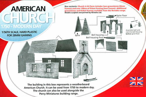 SCENERY: 28mm Weather board American Church, 1750 - Modern Day - RENRNAC