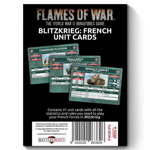 Blitzkrieg French Unit Cards - Limited Edition - FW281FU