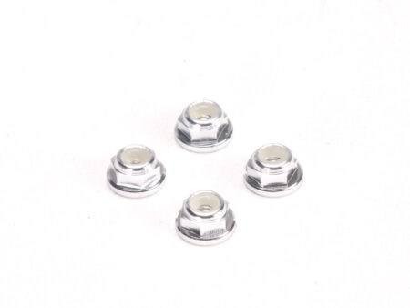 Aluminum 2mm Flanged Wheel Lock Nut - Silver