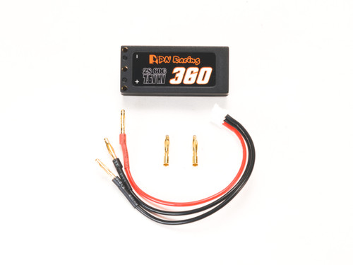 PN Racing V5 LiPo 2S 7.6V HV 360mah 60C Hardcase Battery (Charging Cable Included)