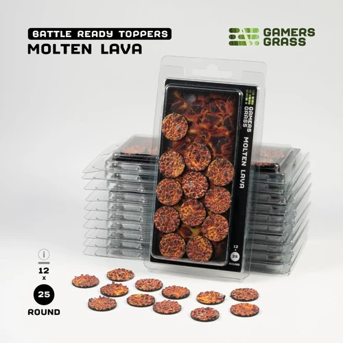 Gamers Grass Battle Ready Bases - Molten Lava - Round 25mm (x12)