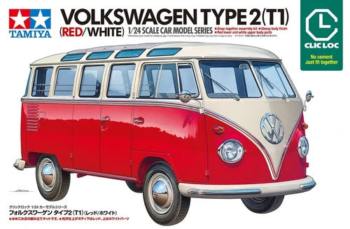 [PREORDER] 1/24 Volkswagen Type 2 (T1) Red/White - Clic Loc