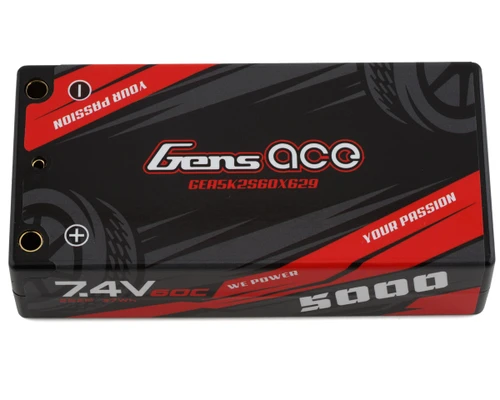 2S LiPo Battery 60C (7.4V/5000mAh) w/4mm Bullets
