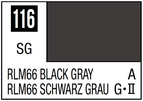 Mr. Color 116 Semi Gloss RLM66 Black Grey 10ml, GSI
