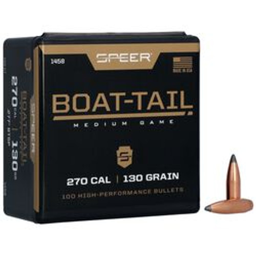 Speer 270 Caliber / 6.8MM (0.277") 130 Gr. Boat Tail Soft Point (100) Speer 270 Caliber / 6.8MM (0.277") 130 Gr. Boat Tail Soft Point (100)