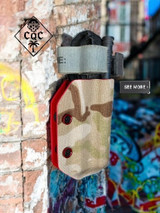 Close Quarters Carry single-layer tourniquet holster side profile with open-top retention design
