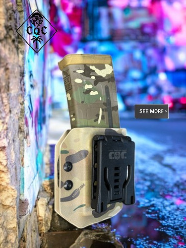 Close Quarters Carry single OWB magazine carrier with hex-head adjustable retention device