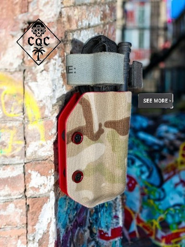 Close Quarters Carry single-layer tourniquet holster side profile with open-top retention design