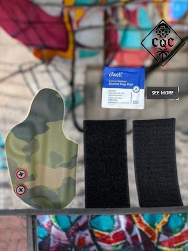 Dual-layer Velcro-backed holster side profile with industrial 2x4-inch Velcro attachment