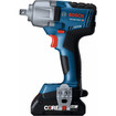 Bosch GDS18V-330CB25 18V Brushless Connected-Ready 1/2 In. Mid-Torque Impact Wrench Kit With Frictin Ring And Thru-Hole And (2) CORE18V 4.0 Ah Compact Batteries