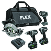 Flex FXM403-2G Hammer Drill With Turbo Mode Quick Eject Impact Driver Circular Saw And Work Light Stacked Lithium Kit