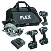 Flex FXM403-2G Hammer Drill With Turbo Mode Quick Eject Impact Driver Circular Saw And Work Light Stacked Lithium Kit