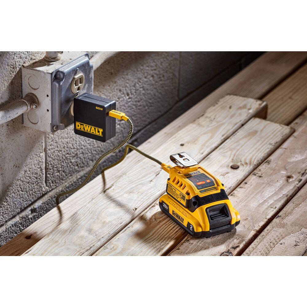 Dewalt DCB094K: Juego De 2 Guías USB-C Y Cables Portacables | Carga Rápida Para Tu Batería Dewalt 20V