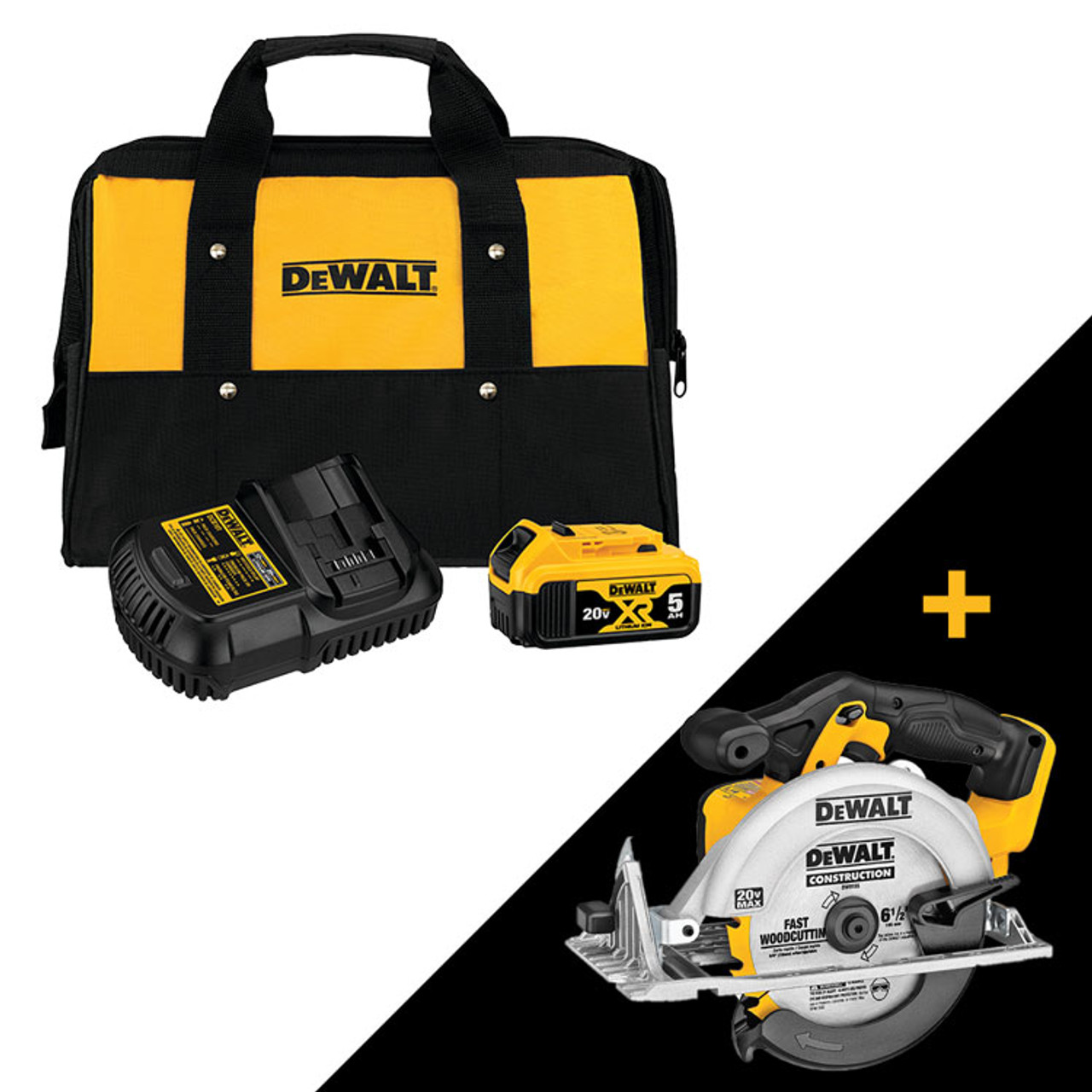 Dewalt DCB205CK 20V 5Ah Starter Kit W BONUS 6 1 2 In. Circular Saw