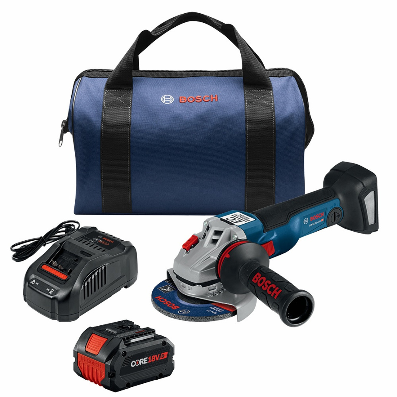 Bosch GWS18V 10B14 18V Brushless 4 1 2 5 In. Angle Grinder Kit with 1 CORE18V 8 Ah High Power Battery