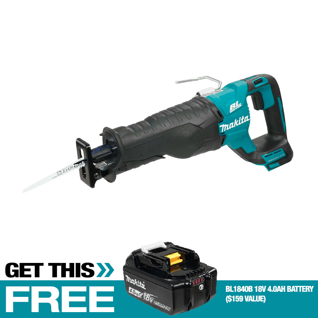 Makita DJR187Z Cordless Reciprocating Saw w/BONUS BL1840B 4Ah Battery