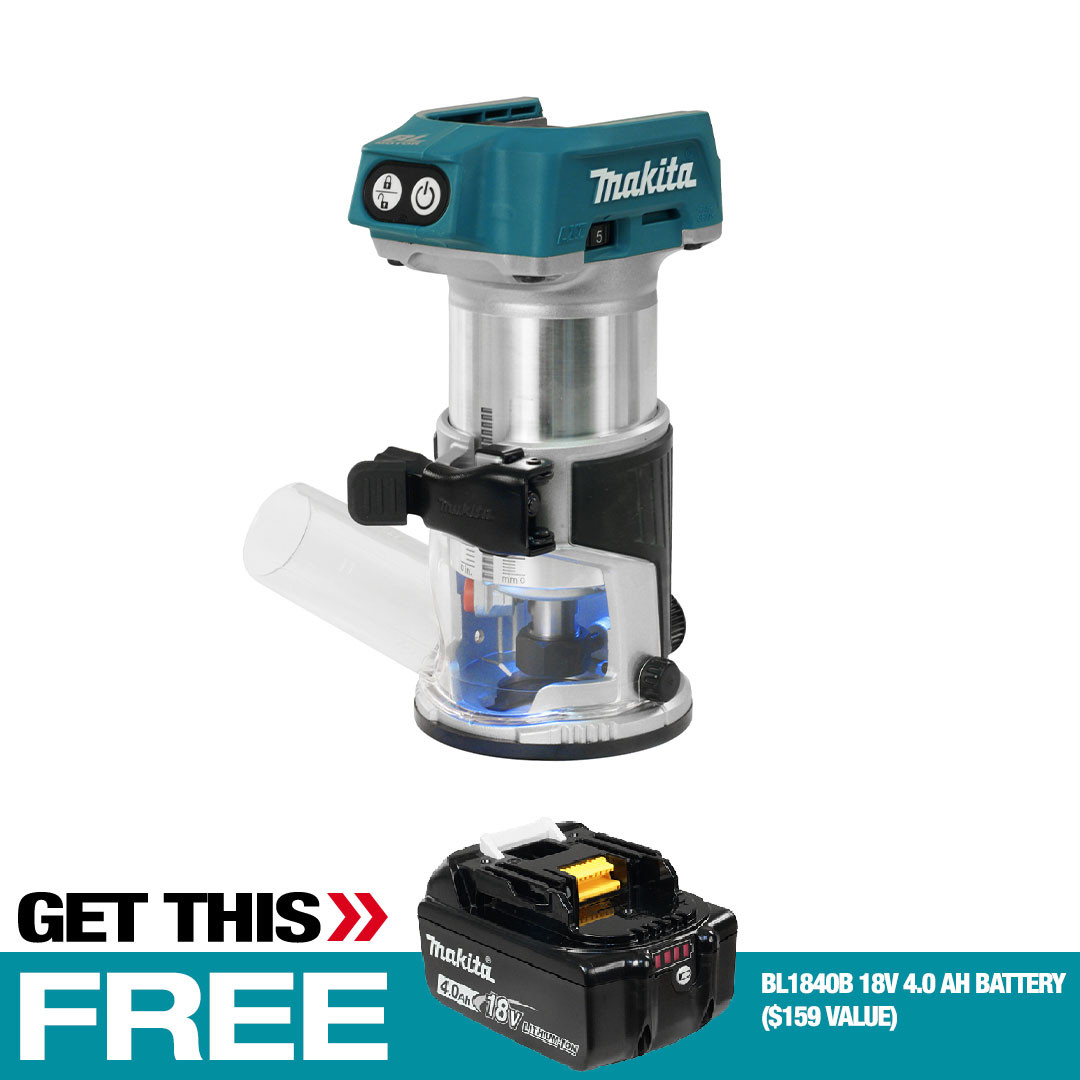 Makita DRT50ZX4 18V LXT Cordless Compact Router w/BONUS BL1840B