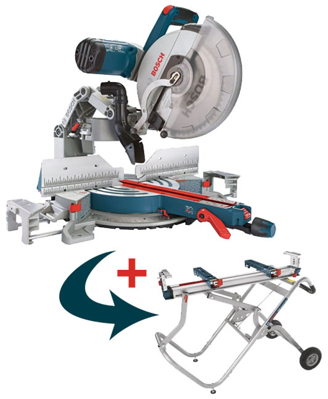 Bosch GCM12SD 12 In. Dual Bevel Glide Miter Saw T4B Stand