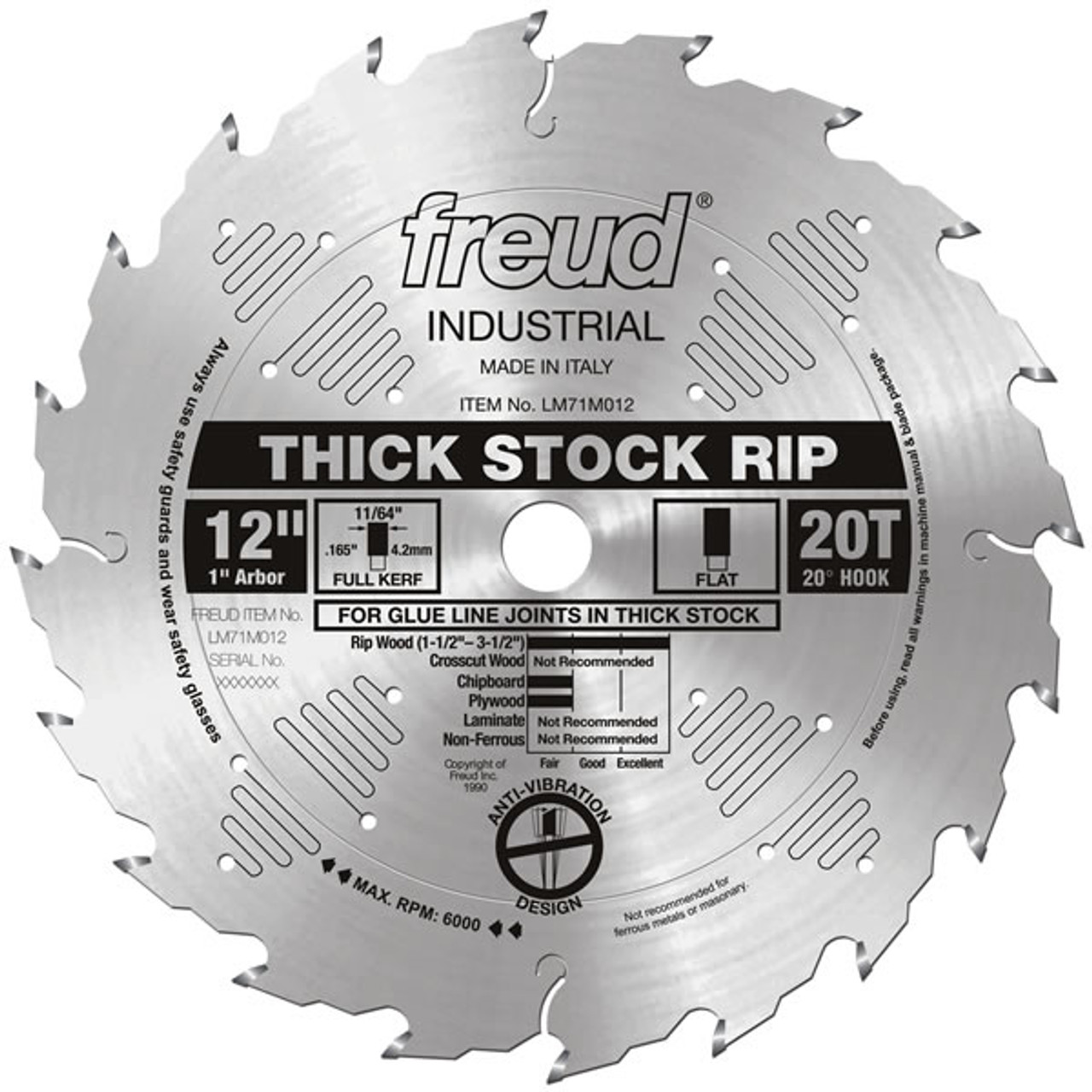Freud LM71M012 12 Thick Stock Rip Blade