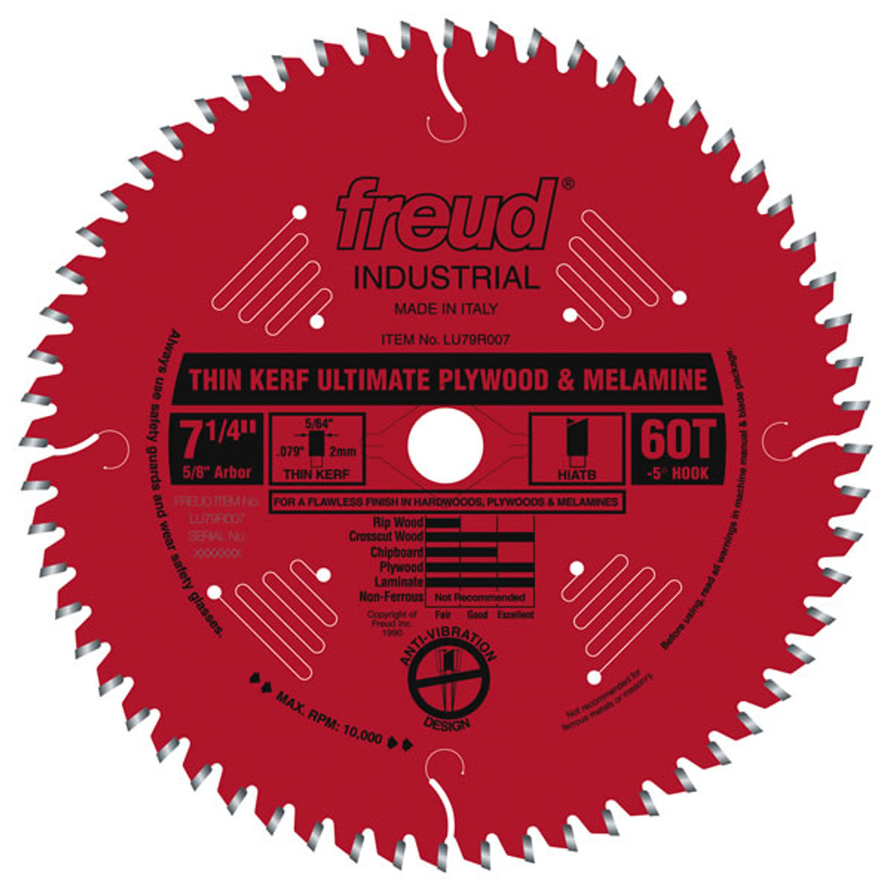 Freud LU79R007 7-1/4 Thin Kerf Ultimate Plywood  Melamine Blade