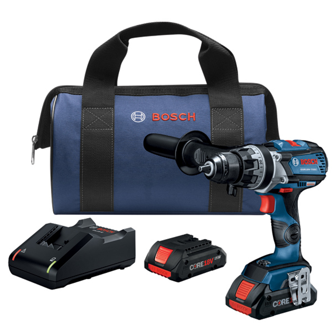 Bosch GSR18V 755CB25 18V EC Brushless Connected Ready Brute Tough 1 2 In. Drill Driver Kit With 2 CORE18V 4.0 Ah Compact Batteries