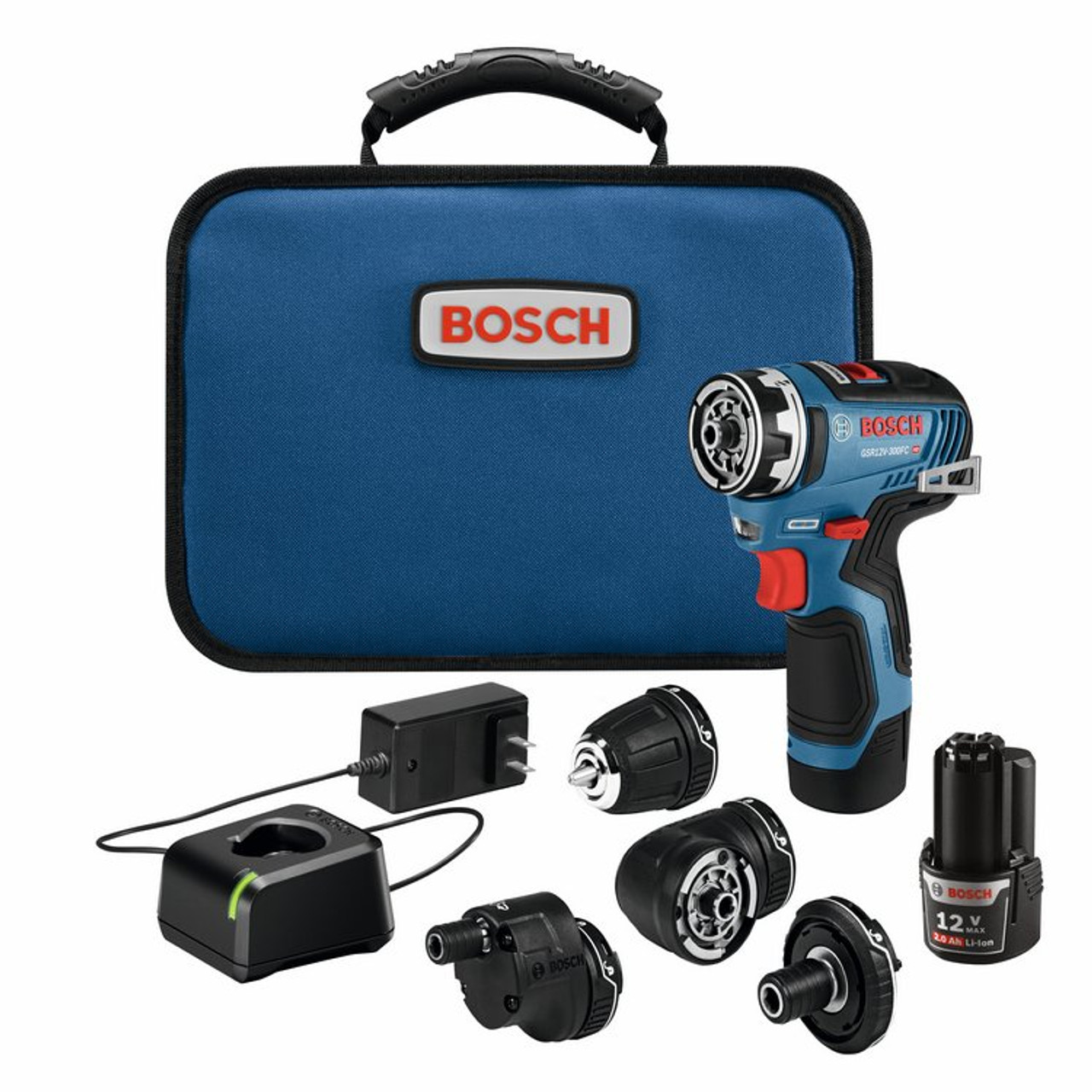 Bosch GSR12V 300FCB22 12V Max EC Brushless Flexiclick 5 In 1 Drill Driver System With 2 2.0 Ah Batteries