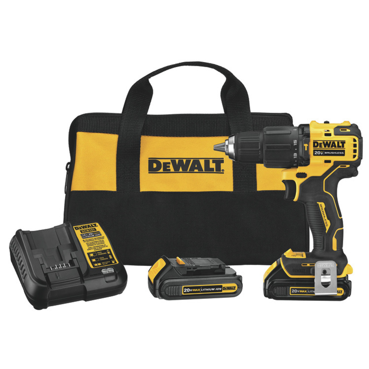 Dewalt DCD709C2 ATOMIC 20V MAX Brushless Compact Cordless 1/2 In. Hammer  Drill/Driver Kit